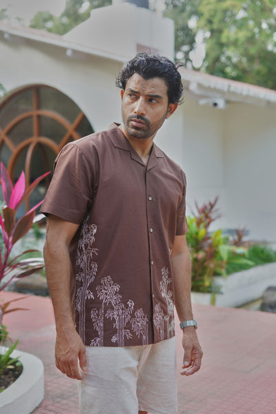 Cocoa Bamboo Embroidered Resort Shirt