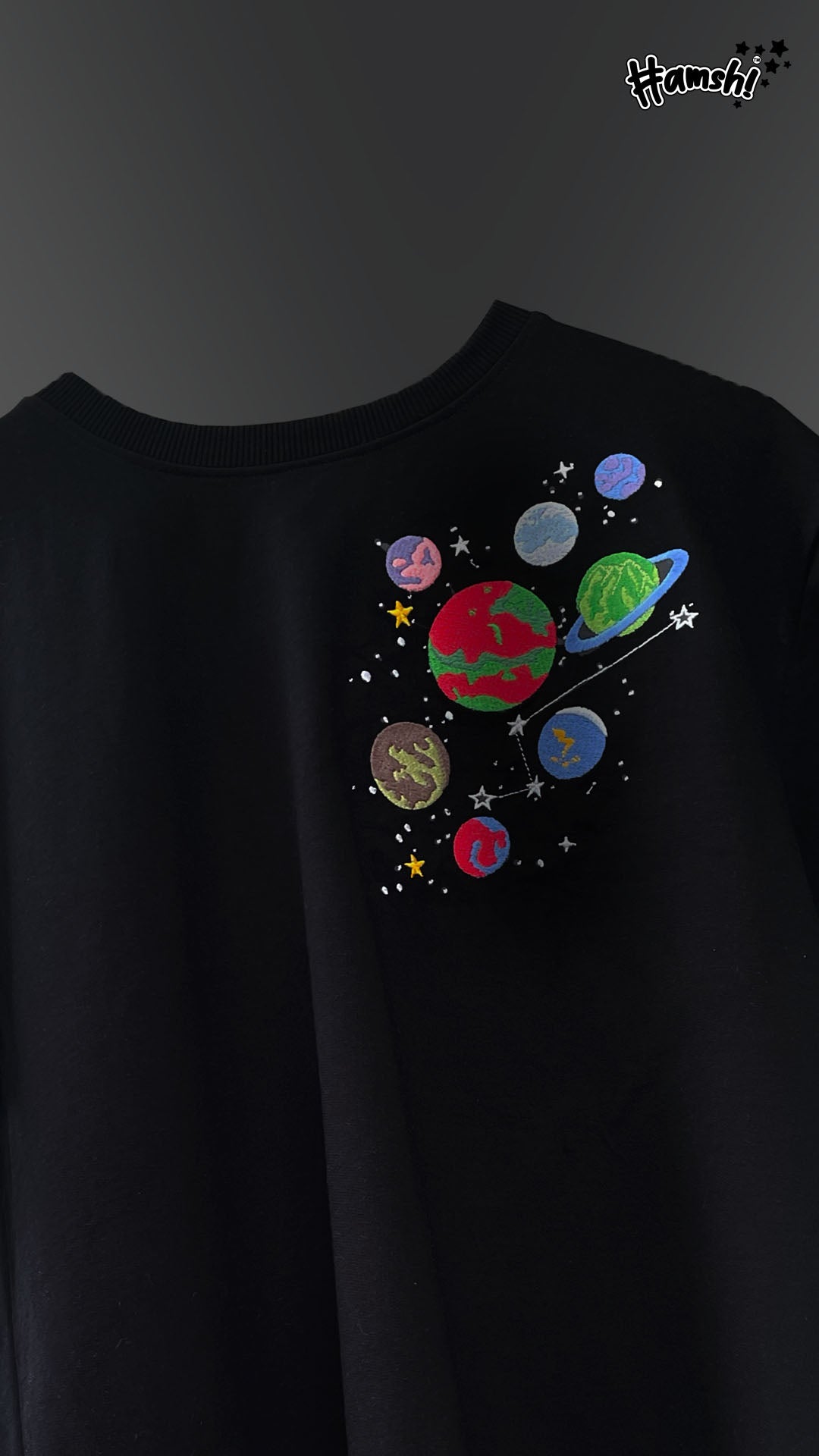 Galaxy Embroidery T-shirt - Black