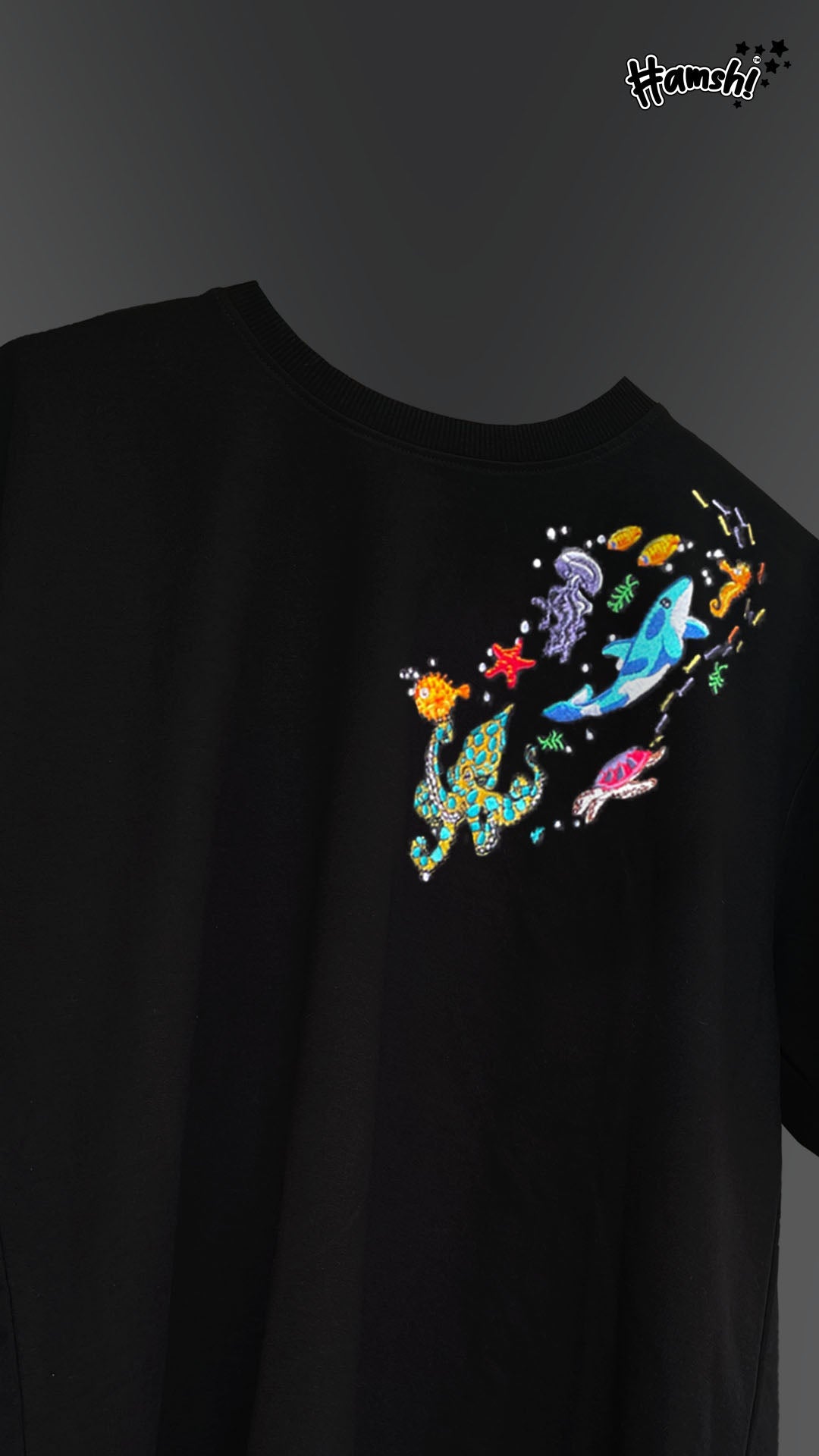 Marine Embroidery T-shirt - Black