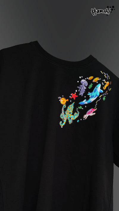 Marine Embroidery T-shirt - Black