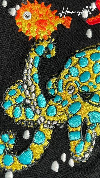 Marine Embroidery T-shirt - Black