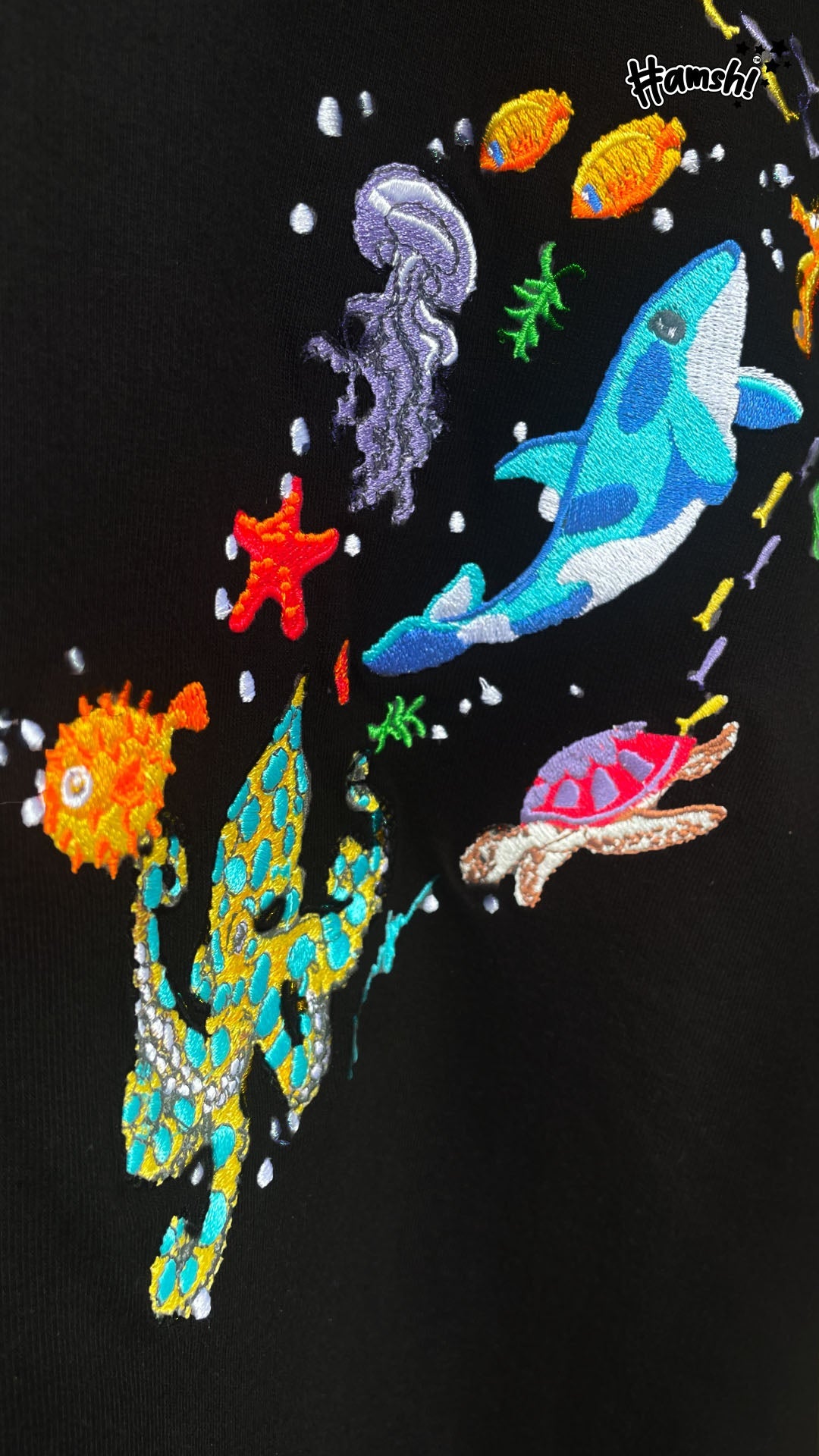 Marine Embroidery T-shirt - Black