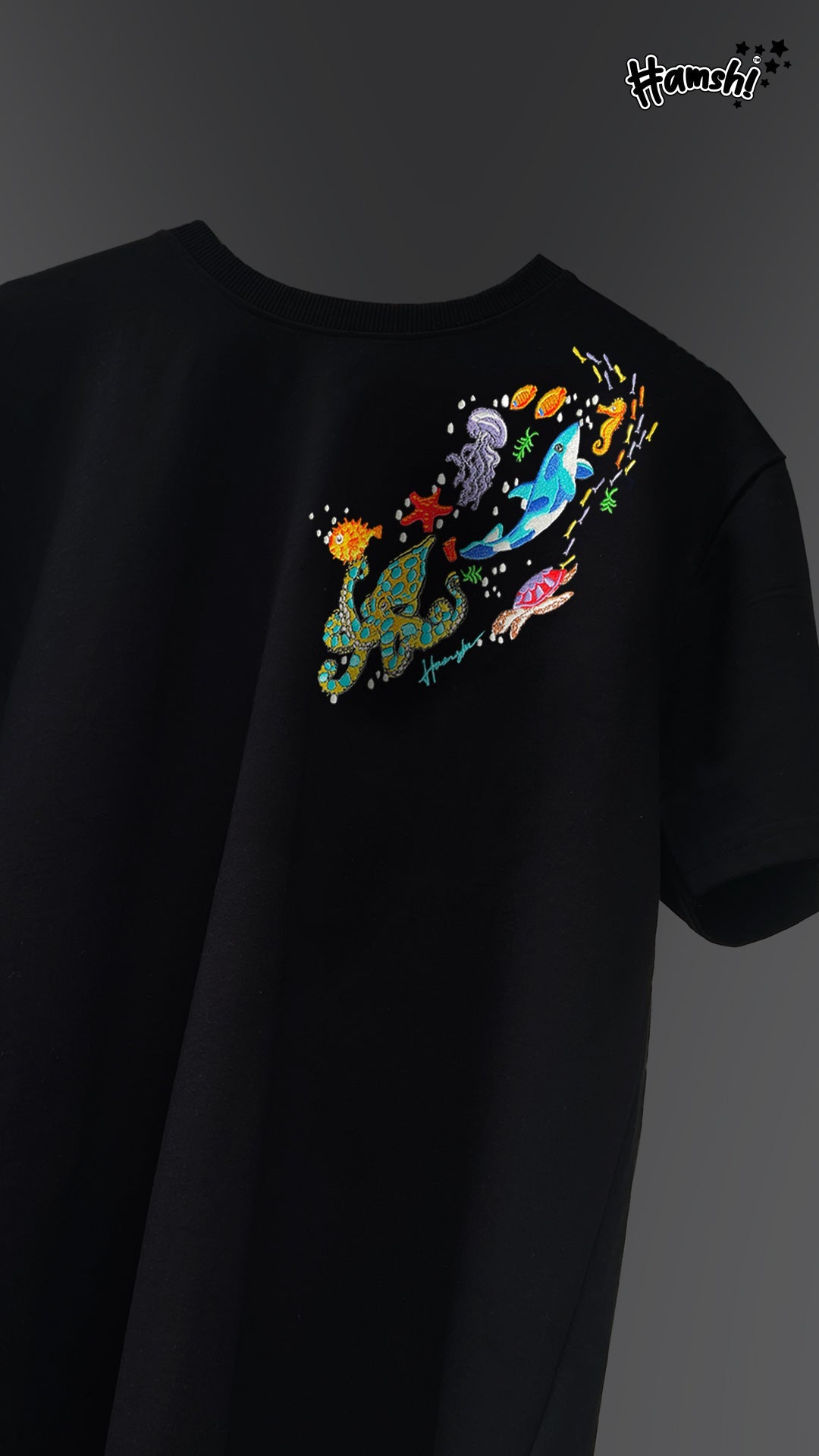 Marine Embroidery T-shirt - Black