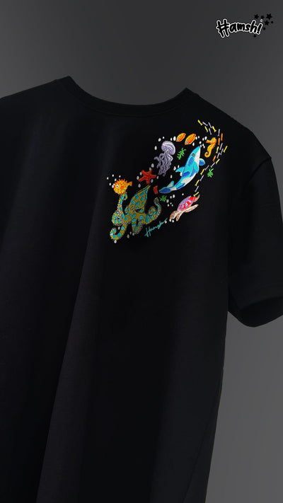 Marine Embroidery T-shirt - Black