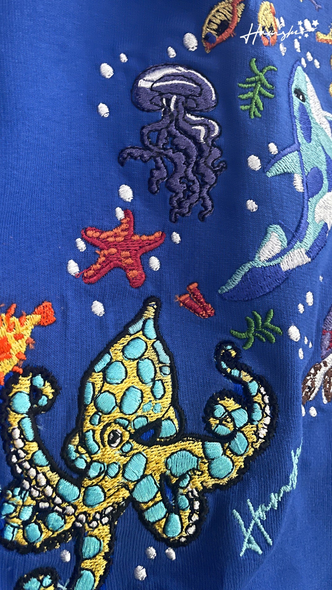 Marine Embroidery T-shirt - Blue