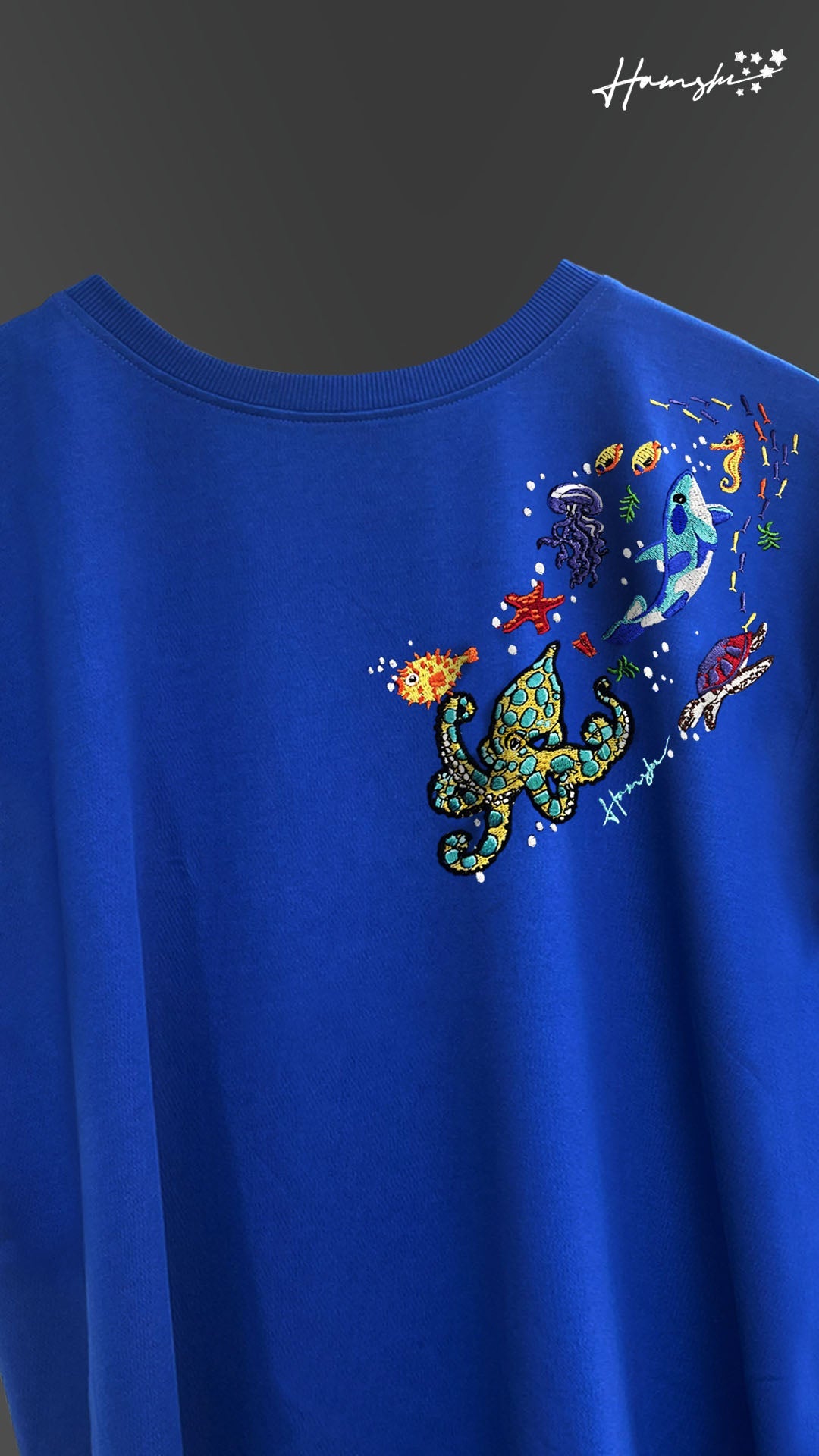 Marine Embroidery T-shirt - Blue