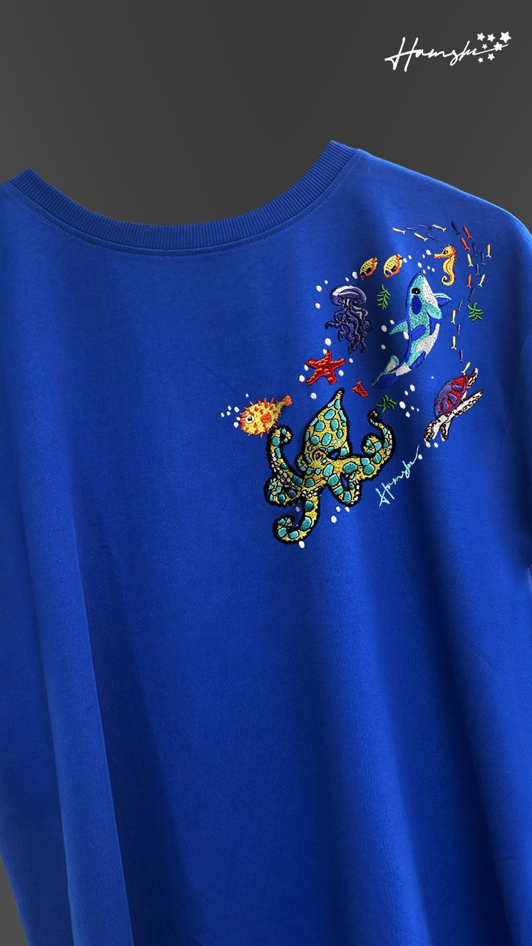 Marine Embroidery T-shirt - Blue
