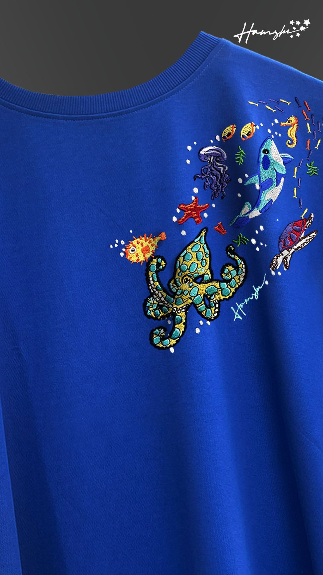 Marine Embroidery T-shirt - Blue