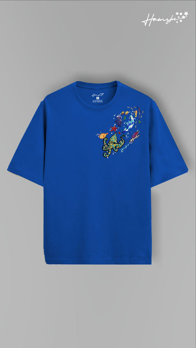 Marine Embroidery T-shirt - Blue