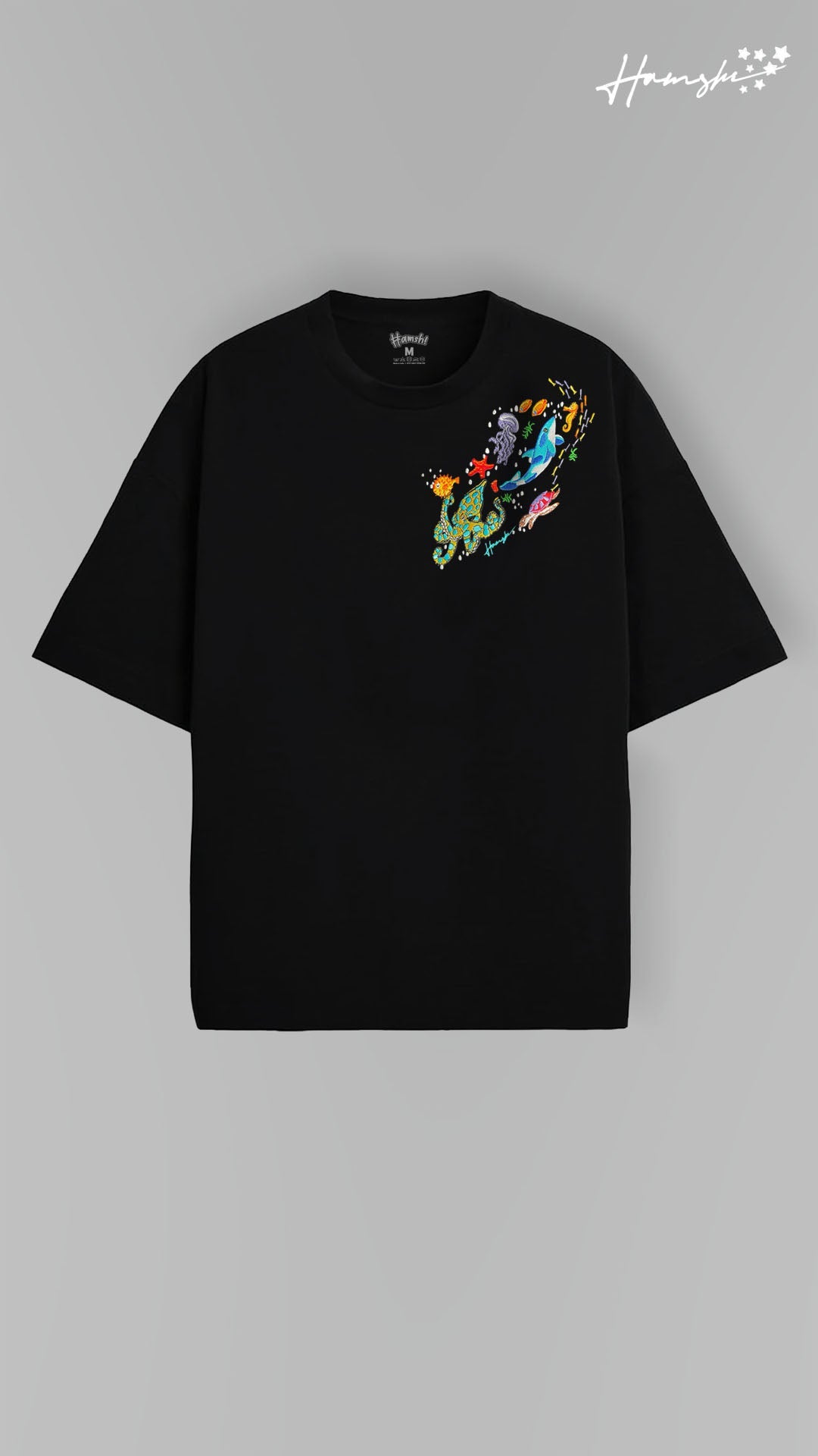 Marine Embroidery T-shirt - Black