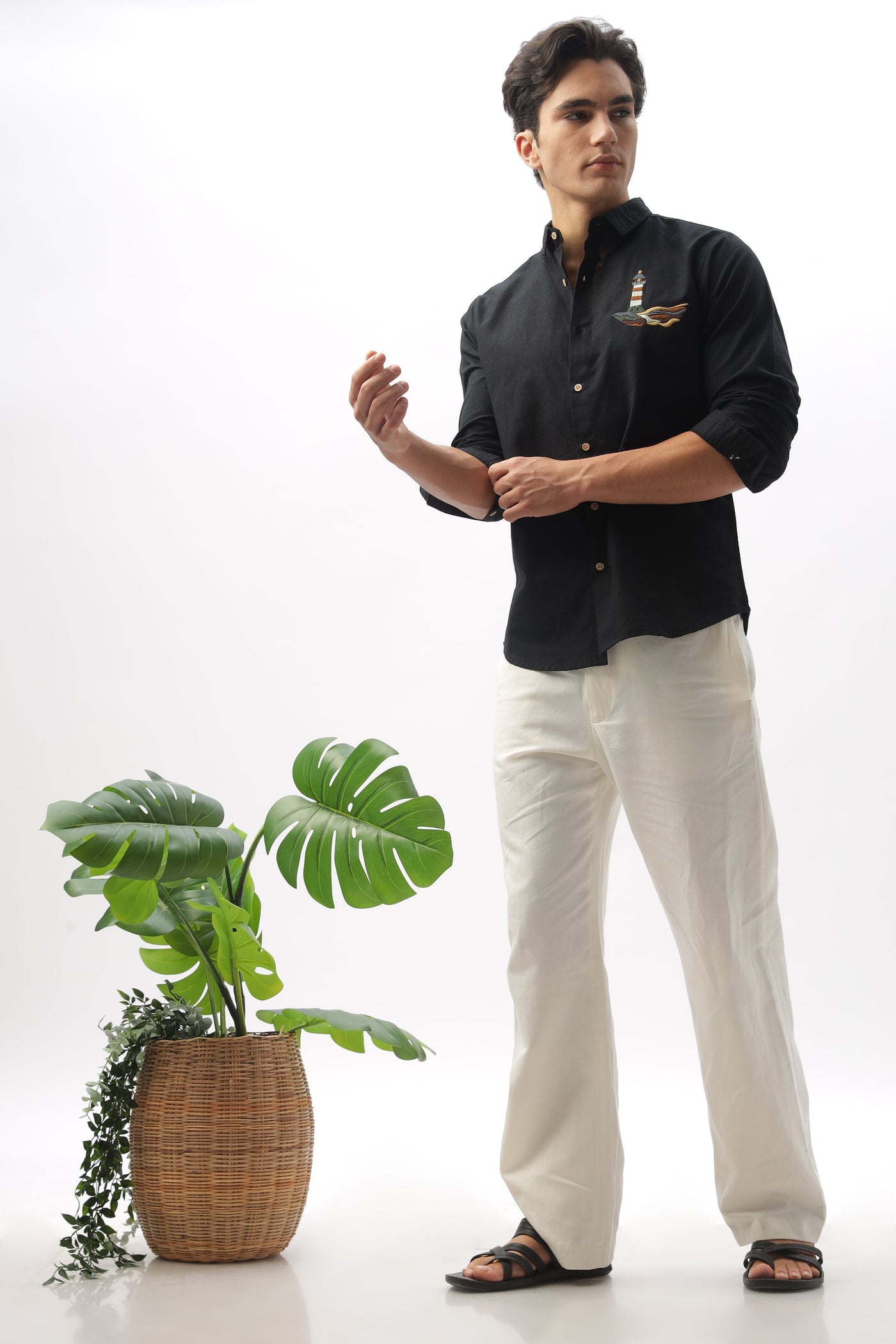 Lighthouse 100% Cotton Embroidery Shirt