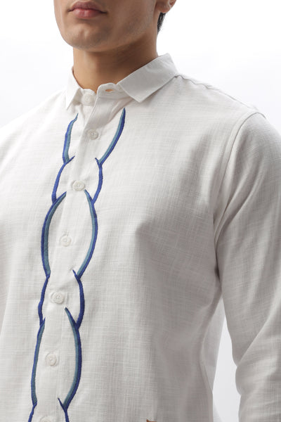 Brigantines Boat Front and Back White Embroidery Shirt