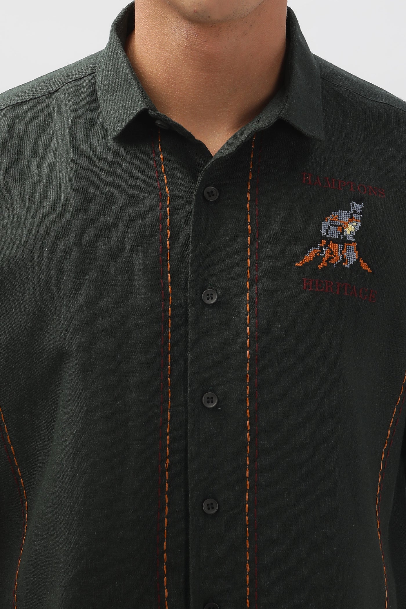 Cuenca Green All Over Embroidery Box Fit Shirt