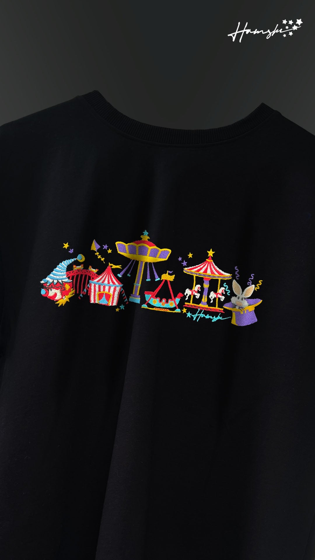 Clowns & Rides Embroidery T-shirt - Black