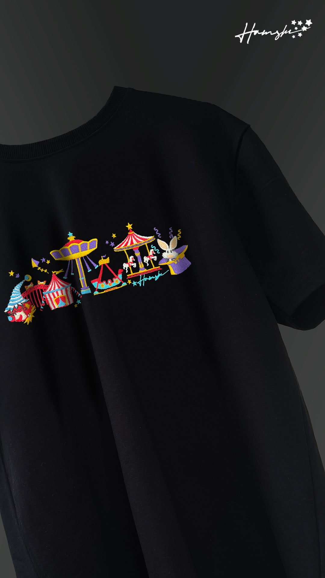 Clowns & Rides Embroidery T-shirt - Black