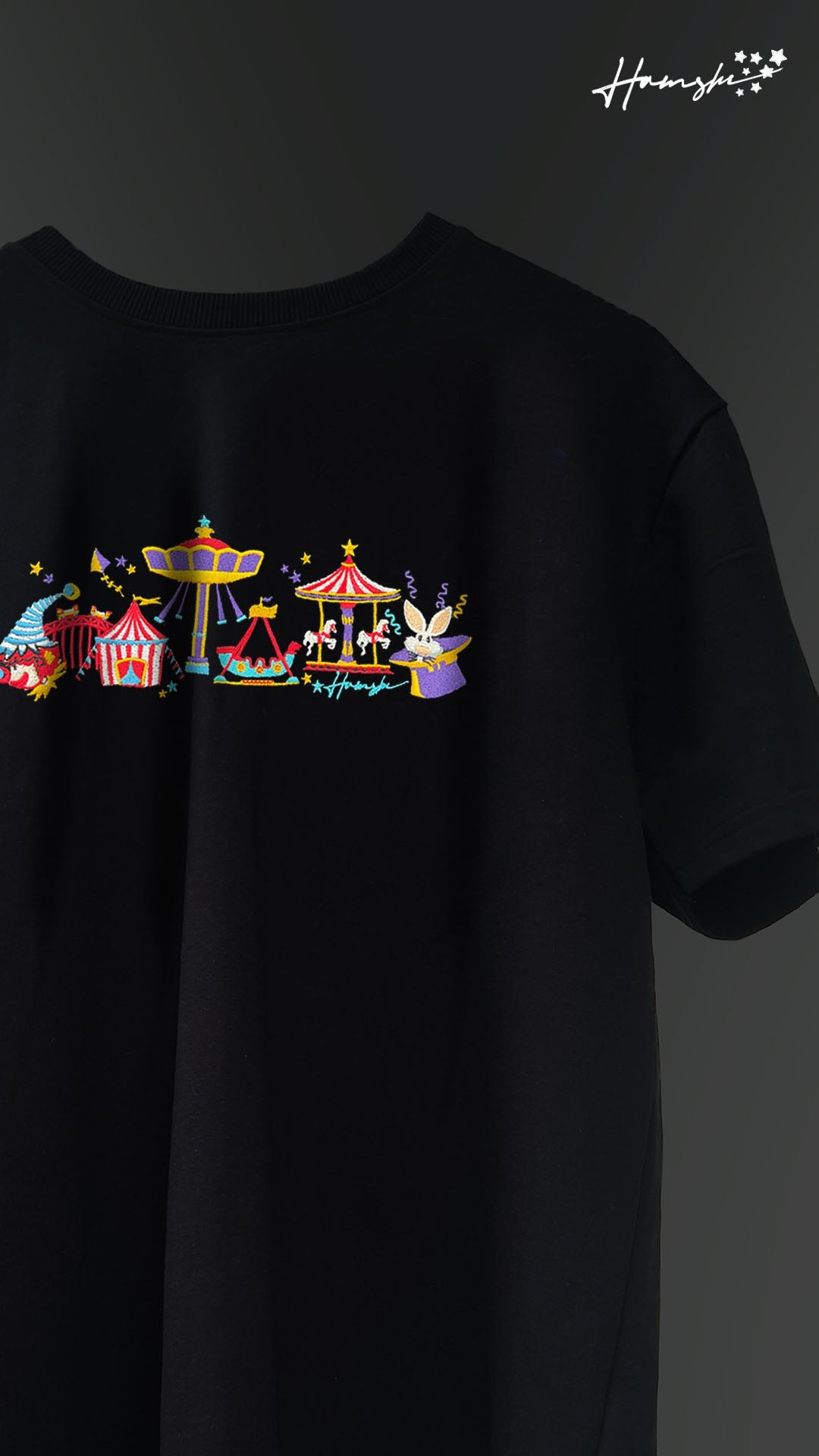 Clowns & Rides Embroidery T-shirt - Black