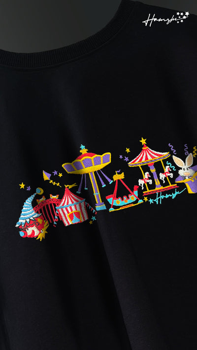 Clowns & Rides Embroidery T-shirt - Black