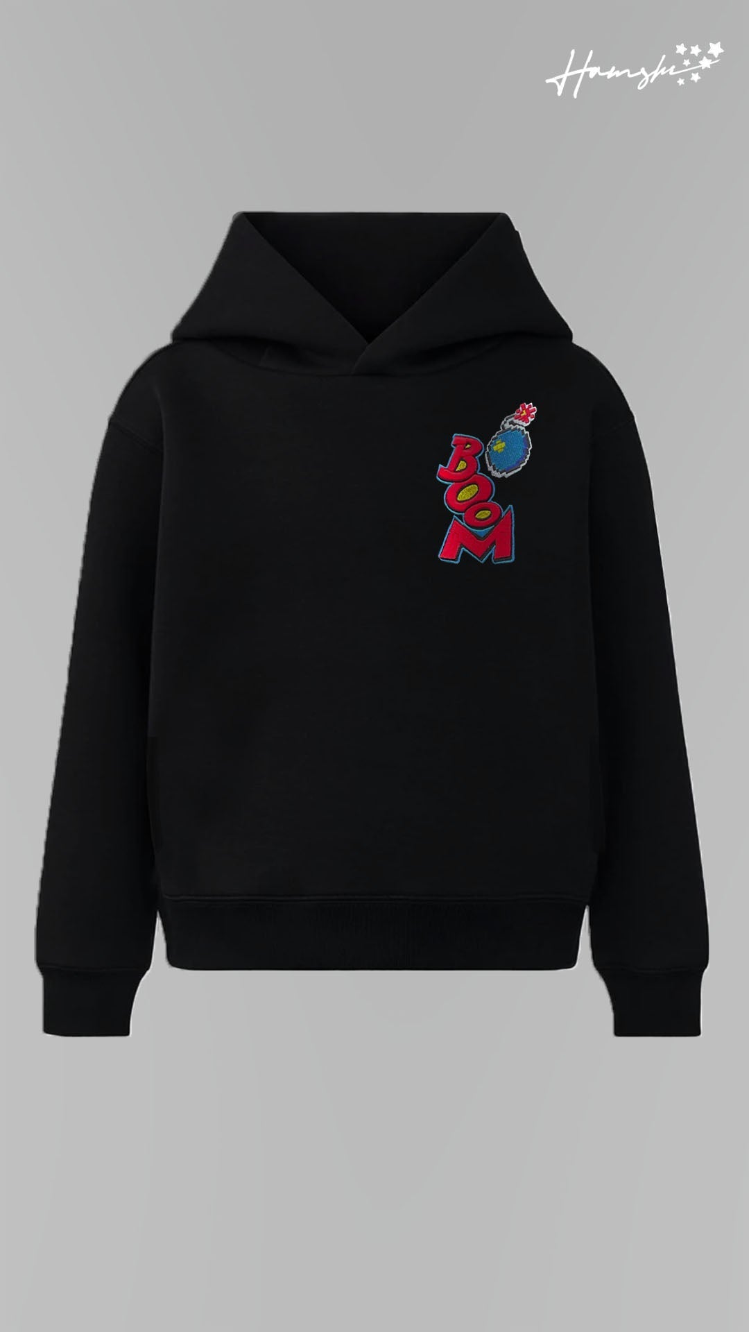 Boom Embroidery Hoodie - Black