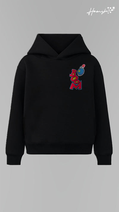 Boom Embroidery Hoodie - Black
