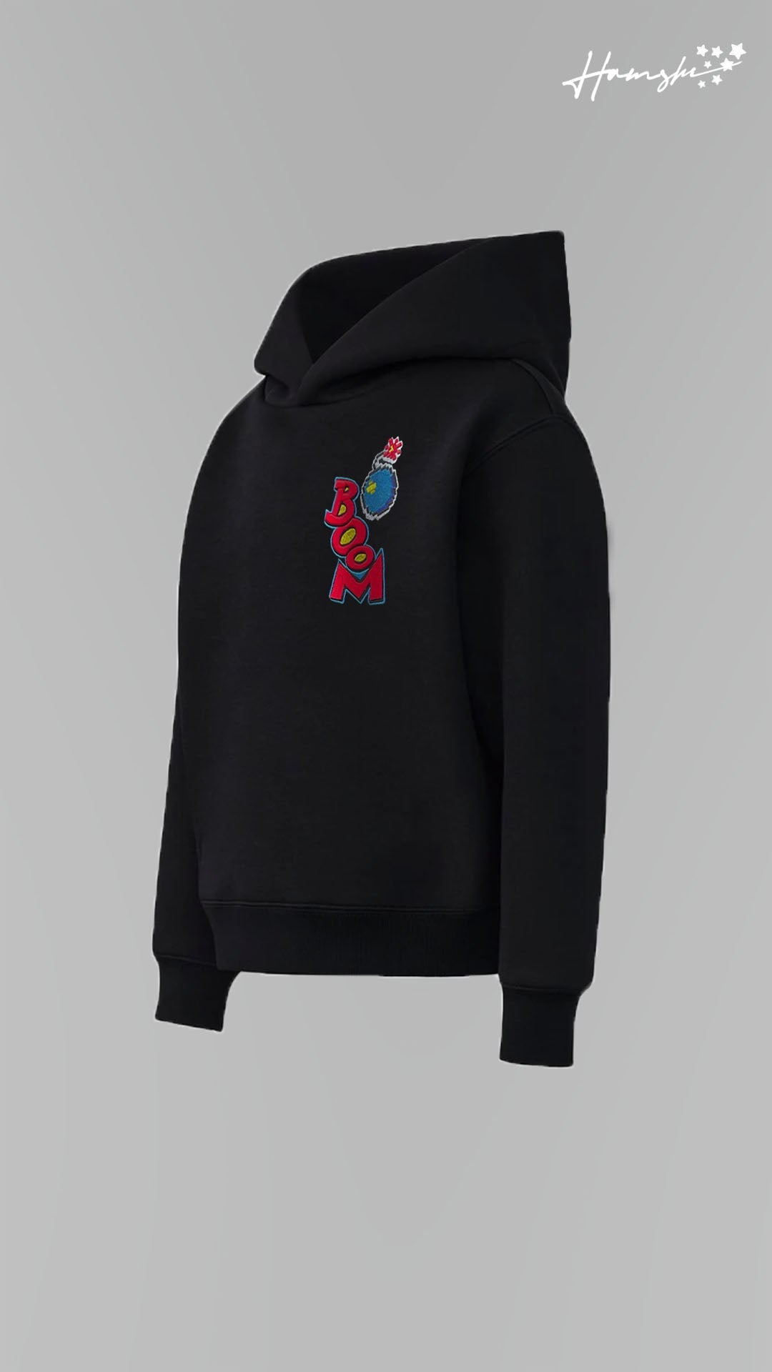 Boom Embroidery Hoodie - Black