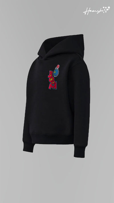 Boom Embroidery Hoodie - Black