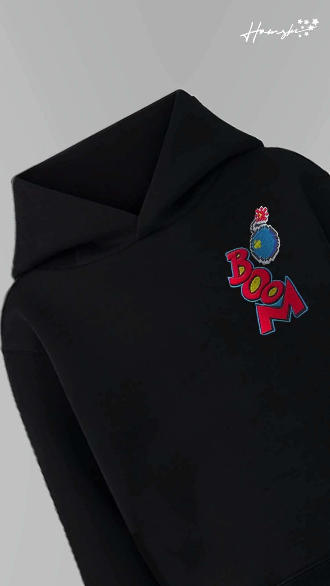 Boom Embroidery Hoodie - Black