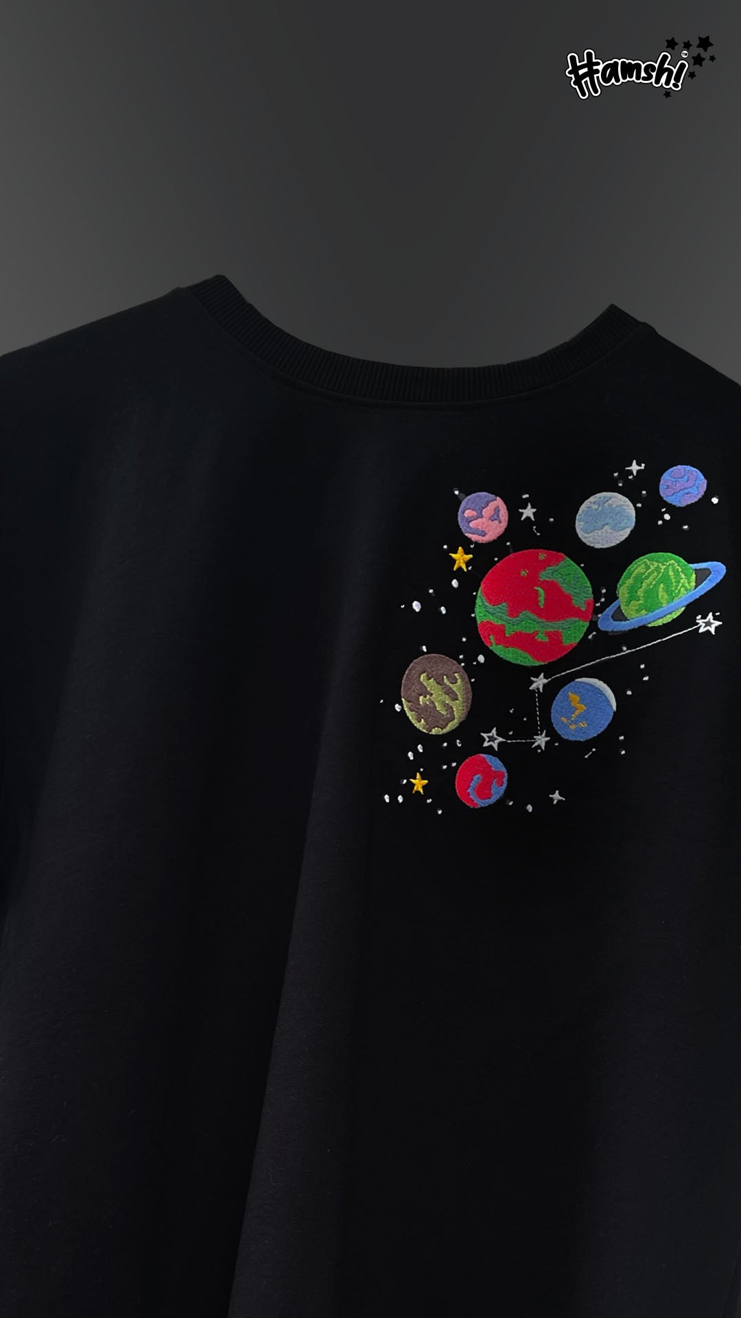Galaxy Embroidery T-shirt - Black