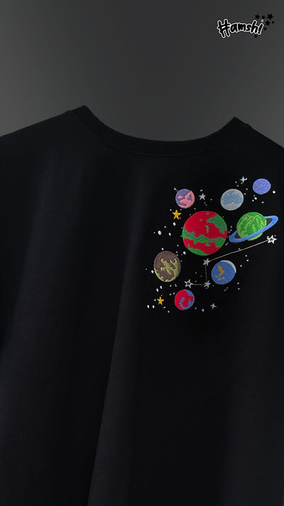 Galaxy Embroidery T-shirt - Black