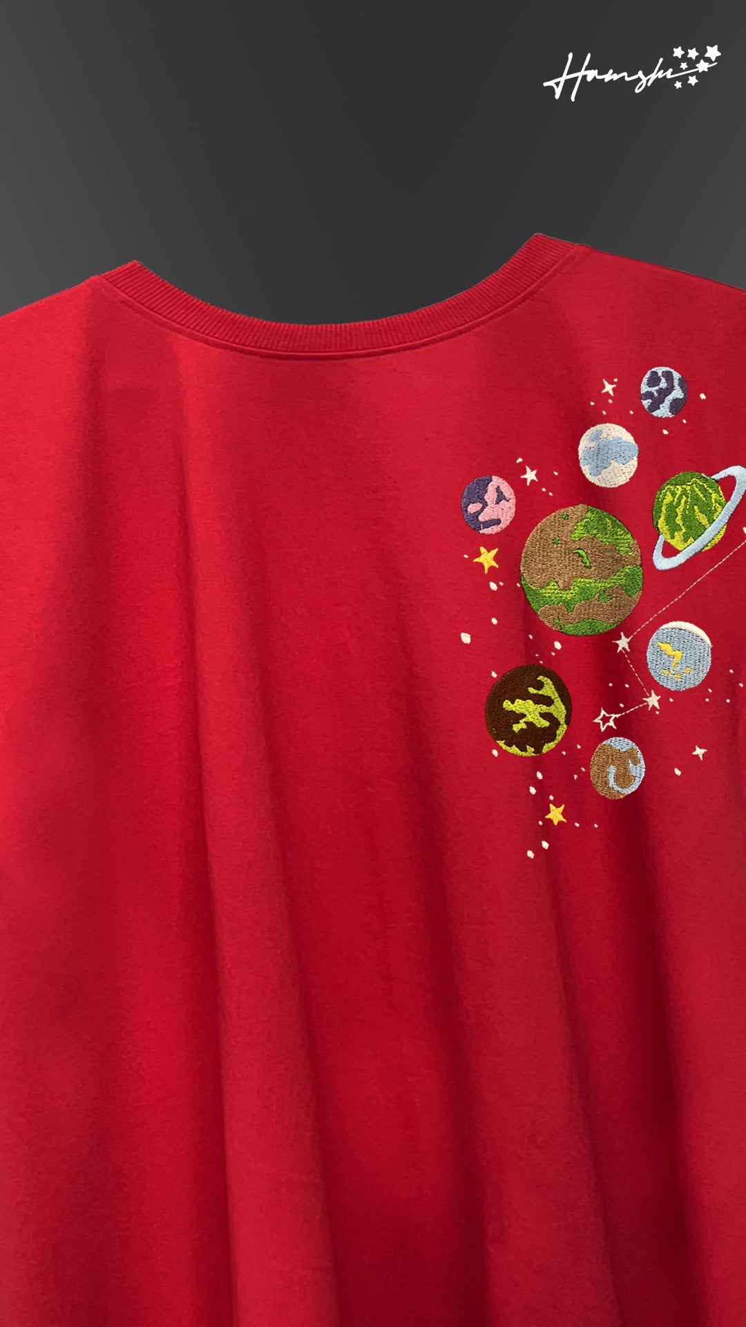 Galaxy Embroidery T-shirt - Red