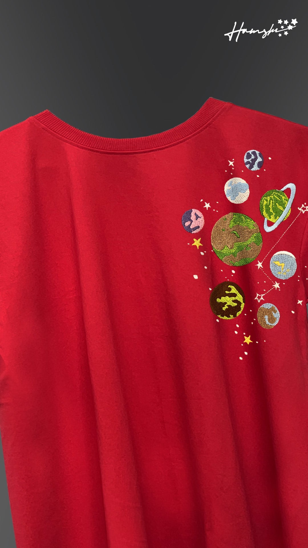 Galaxy Embroidery T-shirt - Red