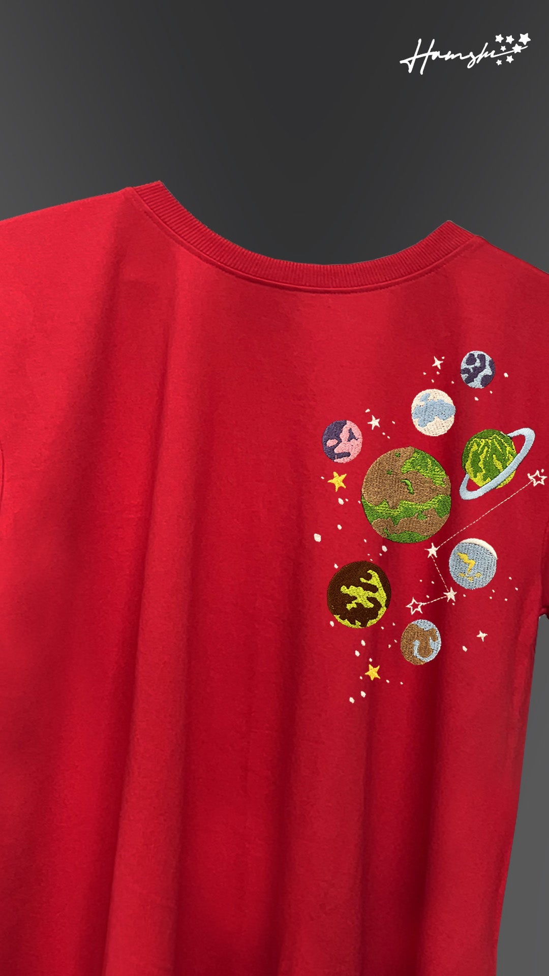 Galaxy Embroidery T-shirt - Red