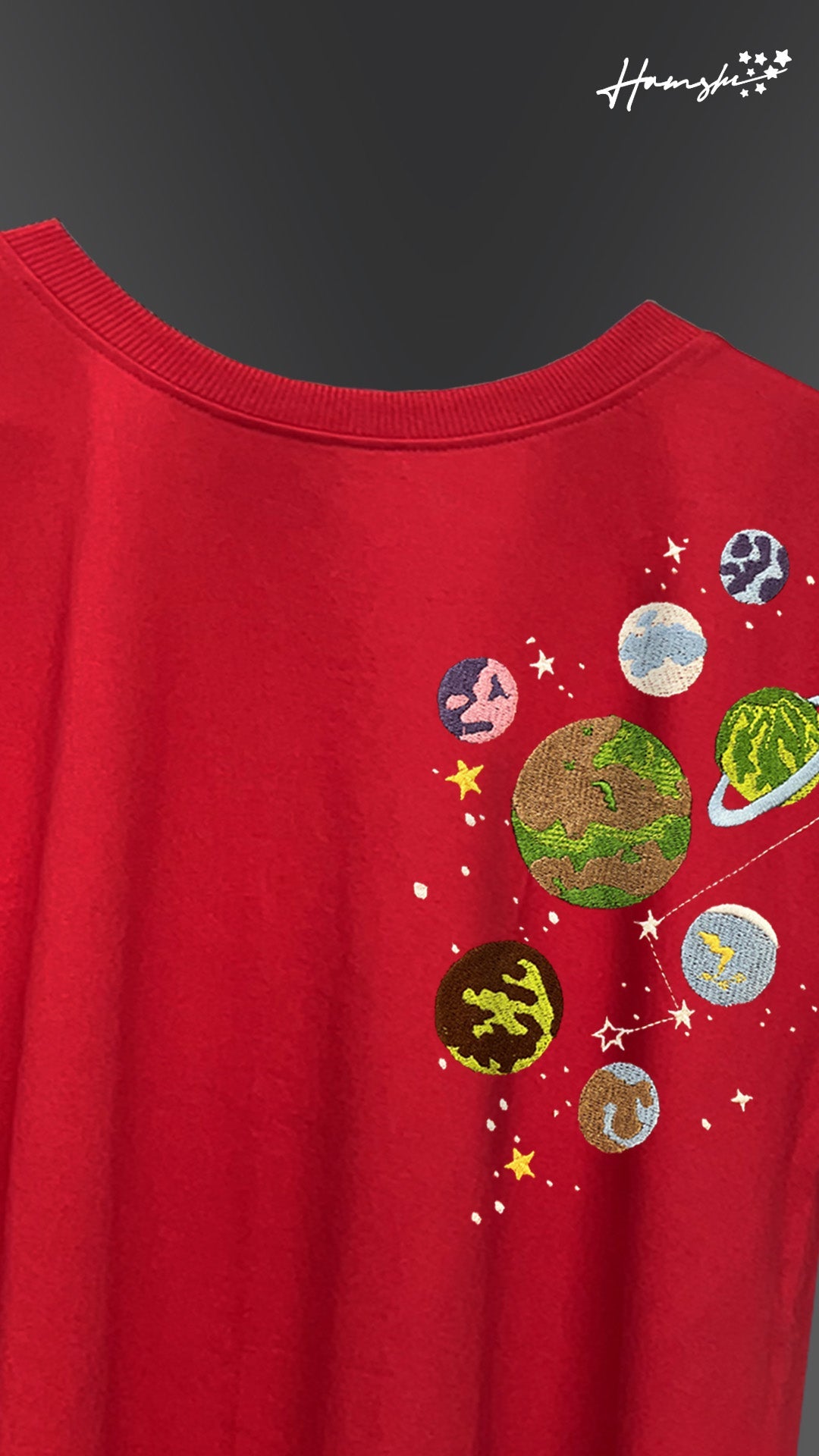 Galaxy Embroidery T-shirt - Red