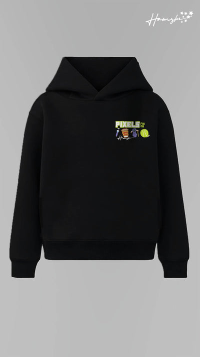 Pixels 3D Embroidery Hoodie - Black