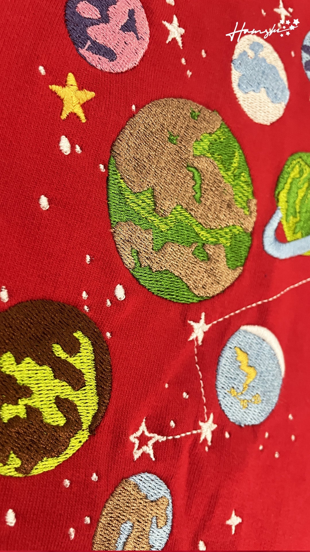 Galaxy Embroidery T-shirt - Red