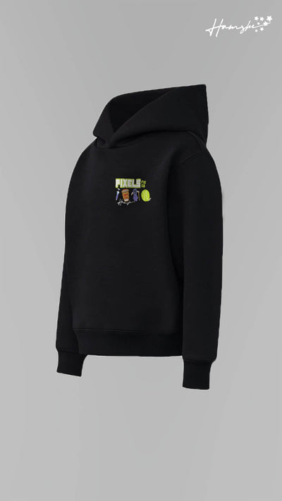 Pixels 3D Embroidery Hoodie - Black