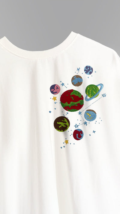 Galaxy Embroidery T-shirt - White