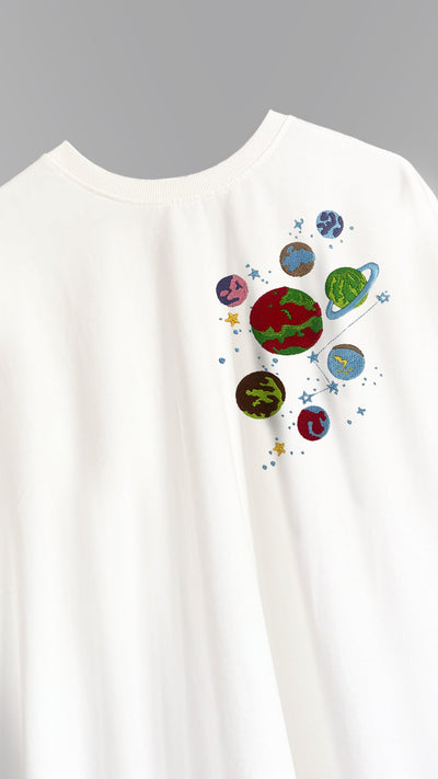 Galaxy Embroidery T-shirt - White