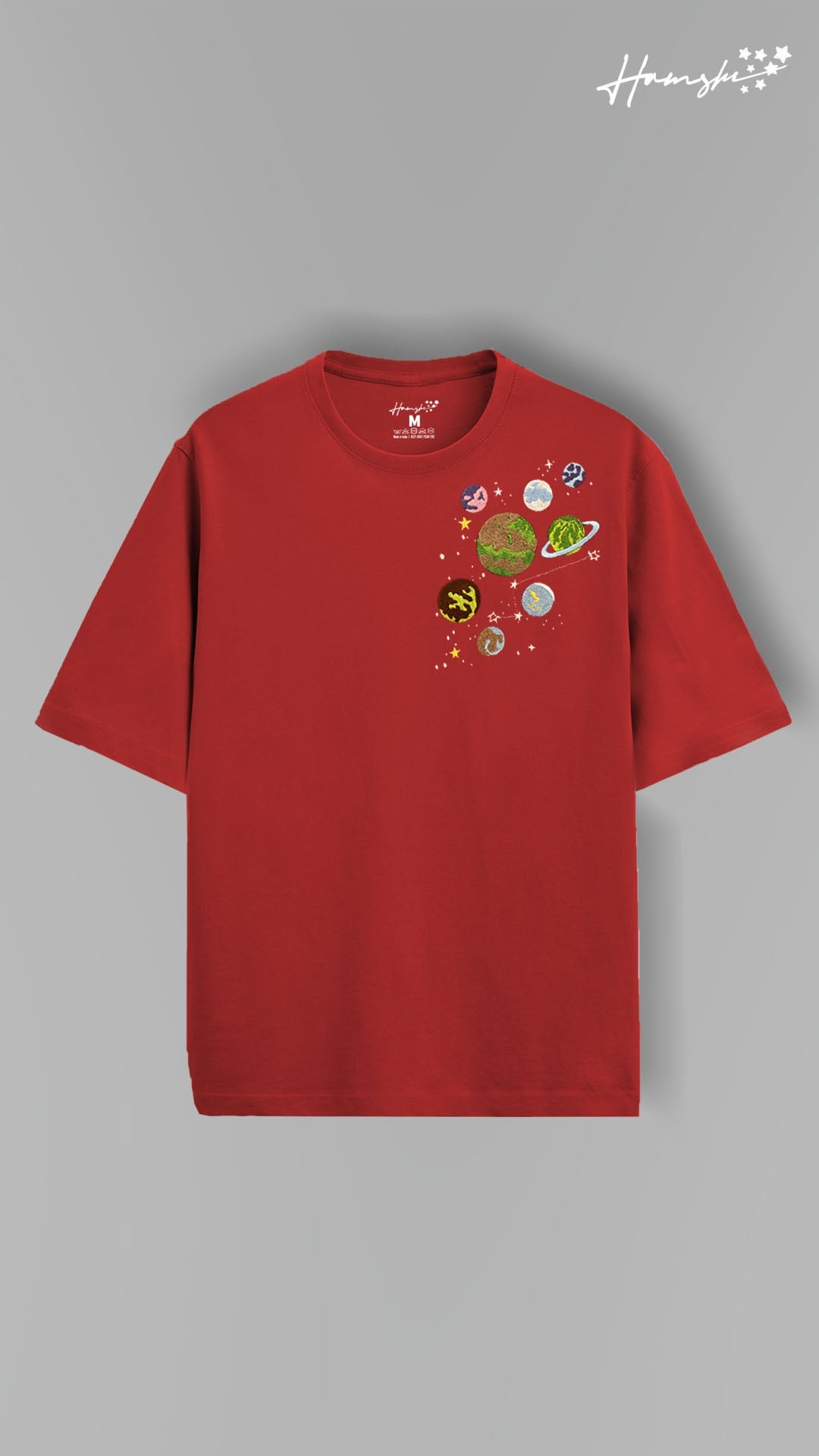 Galaxy Embroidery T-shirt - Red