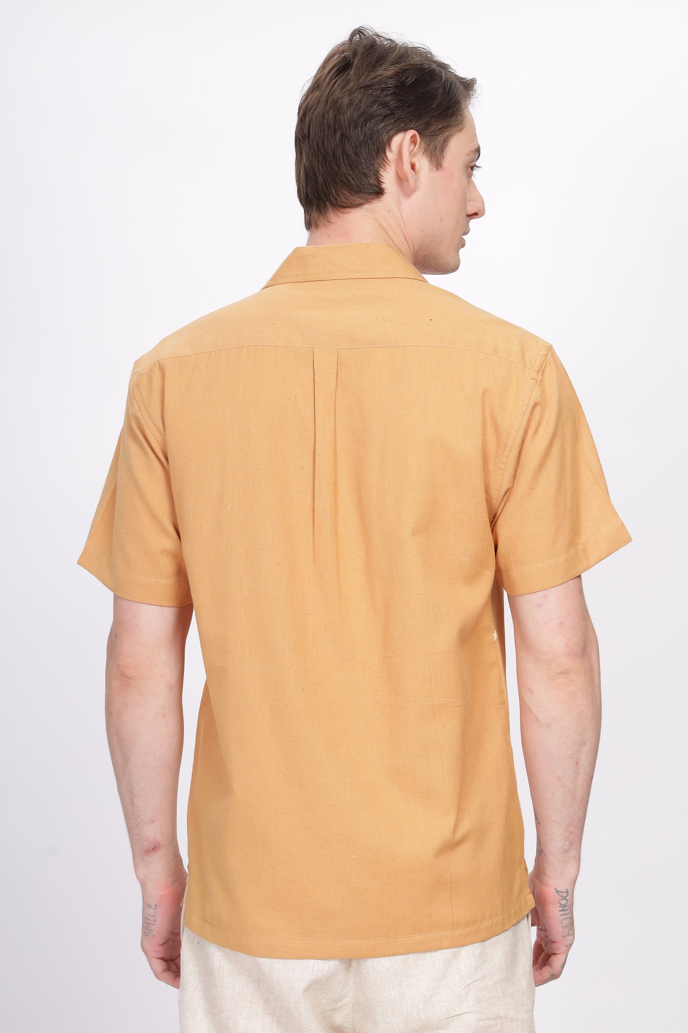Mexico Orange All-Over Embroidery Camp Collar Shirt