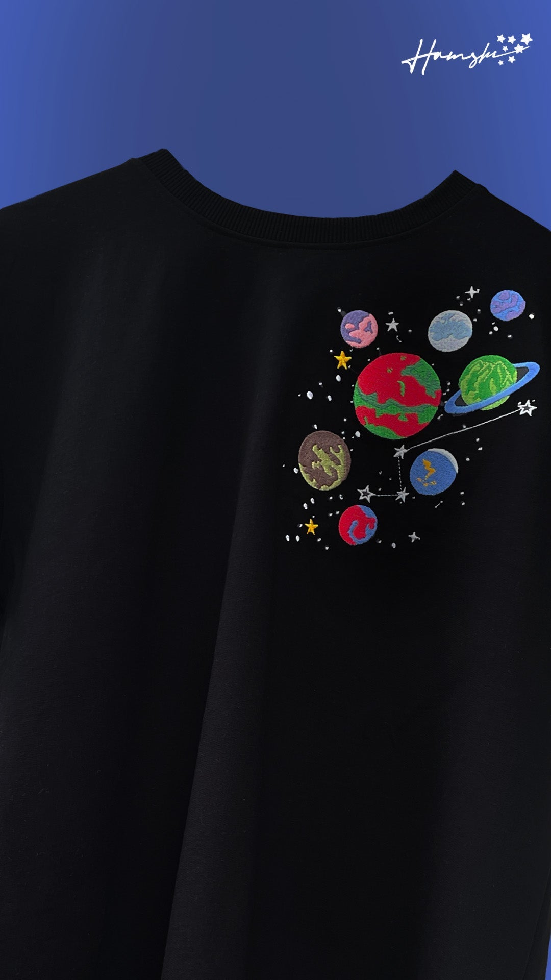 Galaxy Embroidery T-shirt - Black