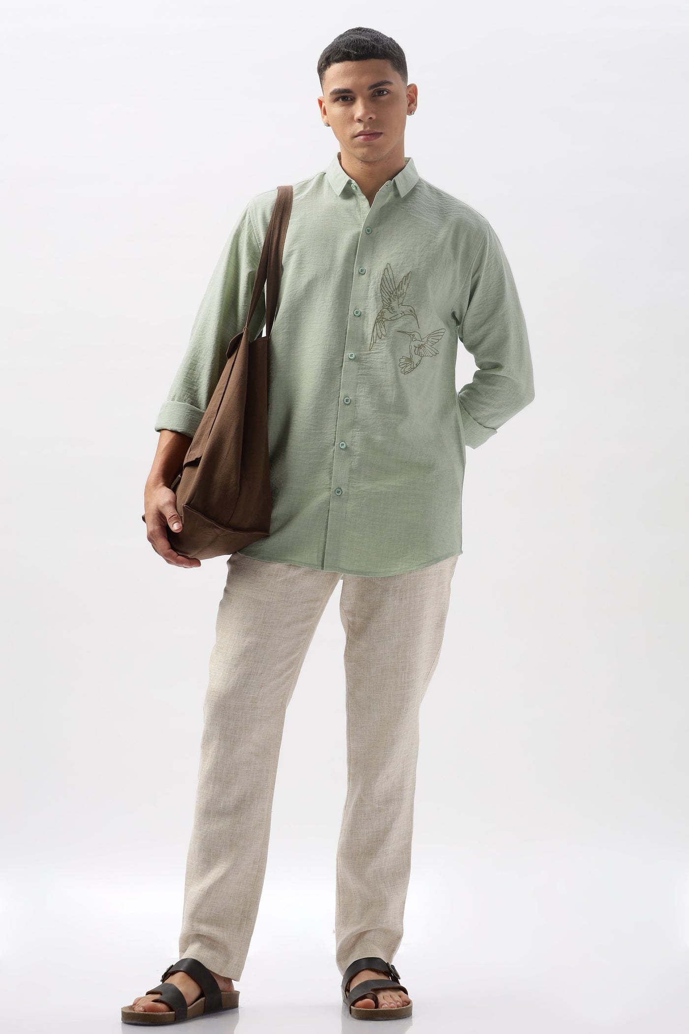 Humming(way) Birds Vienna Green Embroidery Shirt
