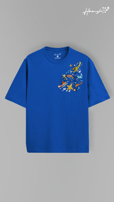 Air Planes Strike Embroidery T-shirt - Blue
