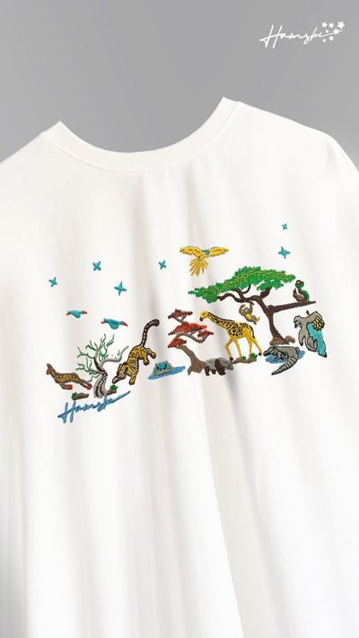 Wild Life Embroidery T-shirt - White