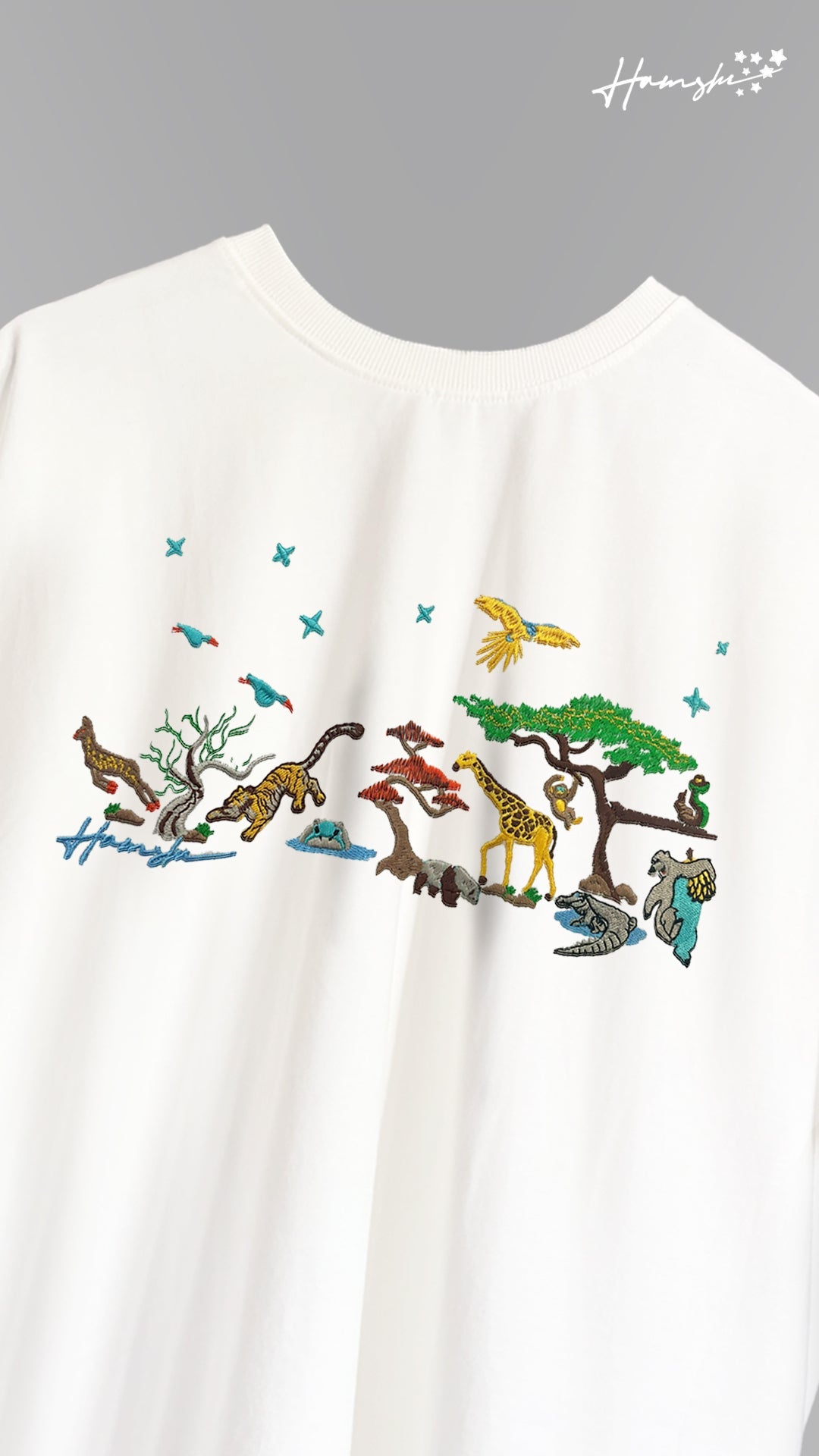 Wild Life Embroidery T-shirt - White