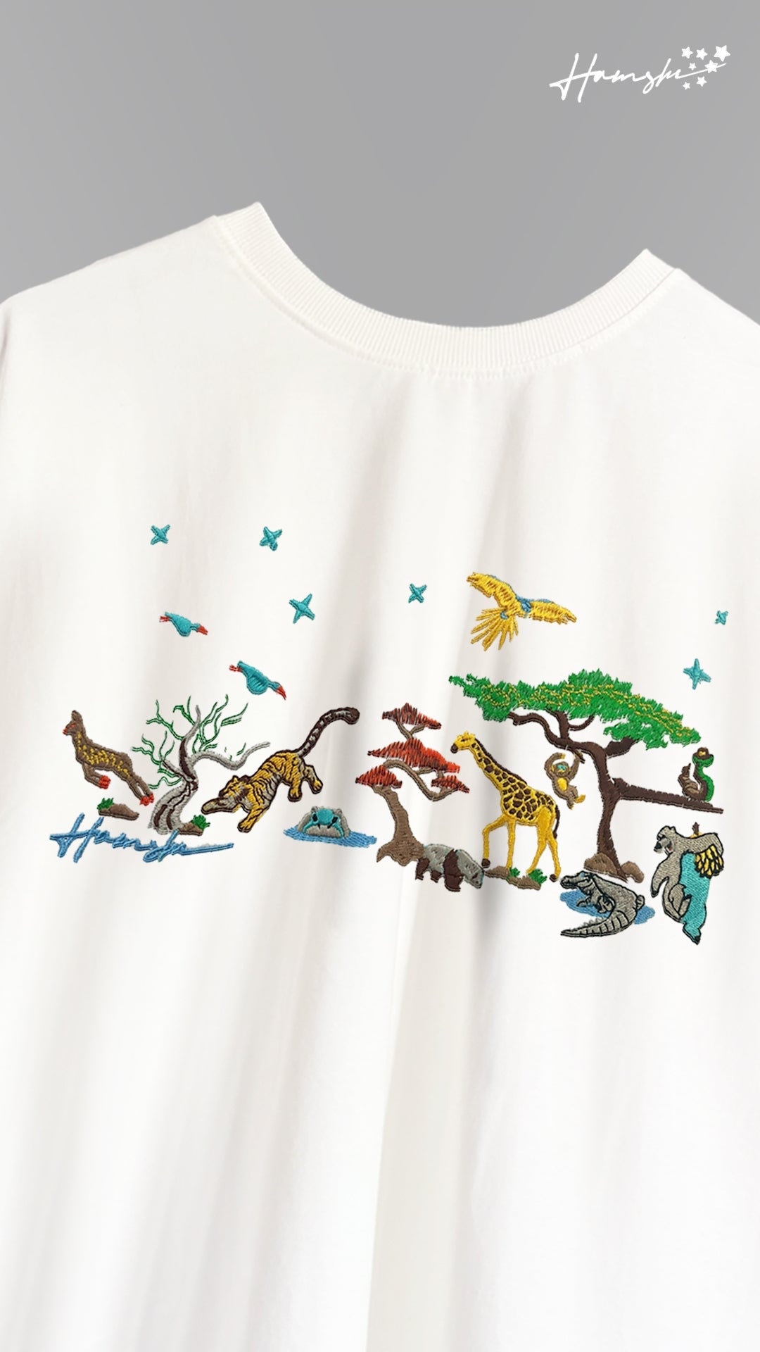 Wild Life Embroidery T-shirt - White