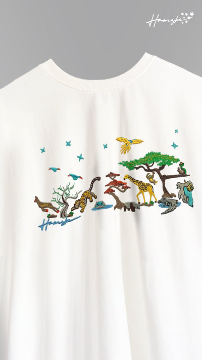 Wild Life Embroidery T-shirt - White