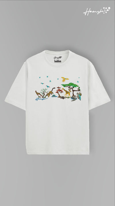 Wild Life Embroidery T-shirt - White