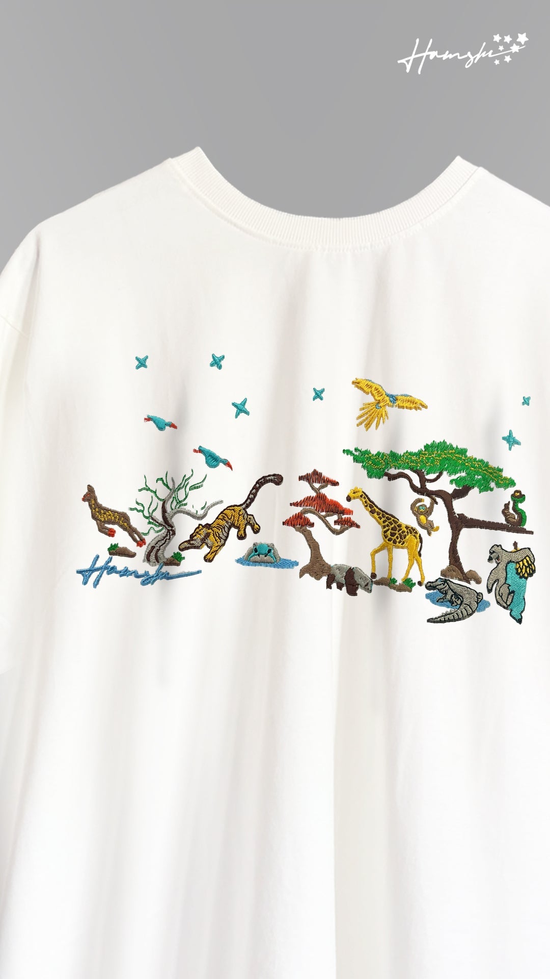 Wild Life Embroidery T-shirt - White