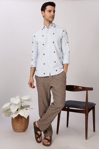 Sunlit Bloom Embroidered Striped Shirt