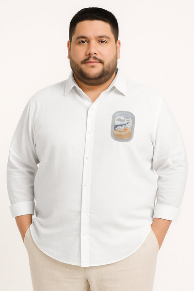 Arctic White Wanderlust Embroidered Shirt